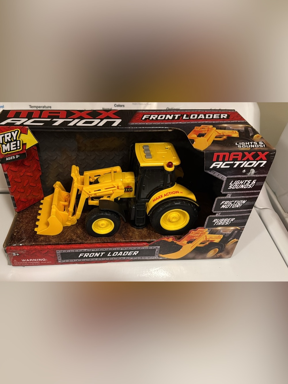 Maxx Action Yellow Front Loader Toy Tractor - Kids Construction Vehicle
